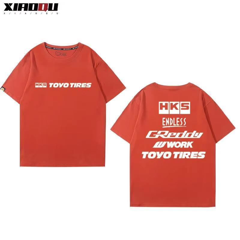 Japan JDM Modified Car HKS ENDLESS Short-sleeved Men's Versatile Loose 100% Cotton Loose Tops Breathable Tee