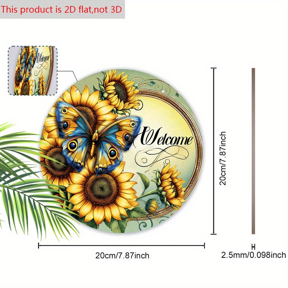 Rustic Wooden Welcome Sign with Sunflowers & Butterfly Pattern - Charming Decorative Hanging Plaque - Ideal Gift for Friend, Family