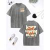 Keep Inspiring Others Creative Star Prints Washed T-Shirt Women Cotton Oversize Tops O-Neck Distressed T Shirt Clothes