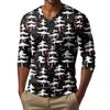 Men's Fashion Printed V-Neck Casual Long-Sleeved T-Shirt Bottoming Shirt Top