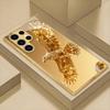 Diamond Golden Eagle Pattern Gold Glass Phone Case Suitable for Samsung Galaxy S26 S25 S24 S22 S21 S20 FE/Ultra/Plus Anti Drop