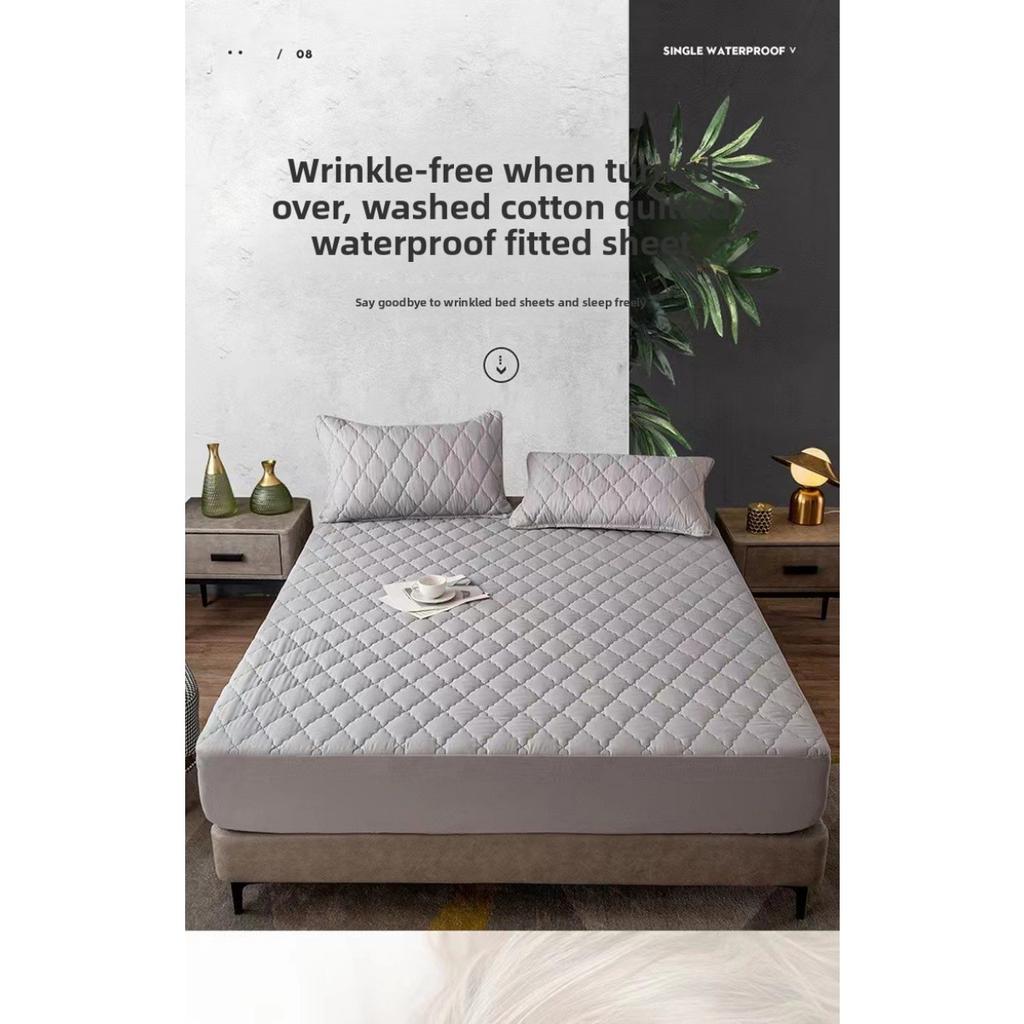 Wasserdichter Bettlaken-Schutzbezug – weich und komfortabel, dick und vollständig abdeckend, geprägtes, einfarbiges Bettlaken mit Ultraschalltechnologie