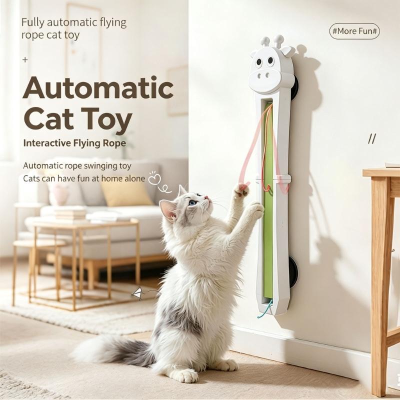 Rechargeable Cord Teaser for Single-Feline and Several-Feline Homes, Automatic Moving Line Device with Flexible Household Positioning