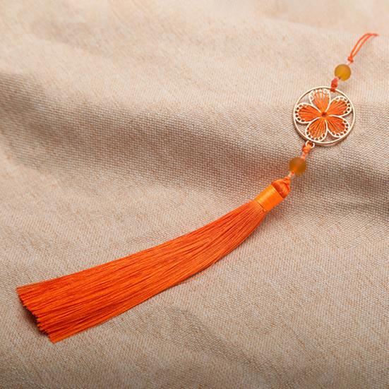 Yousheng 13cm Tassel Pendant Vintage Chinese Style Element Smooth Texture Hollowed Pattern Handmade Decorate Clothing Accessories Flower Round Tassel