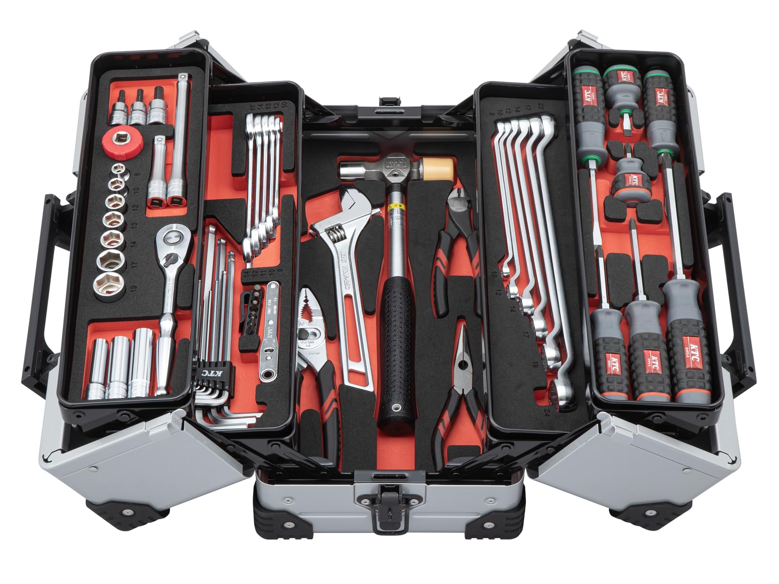 

Набір інструментів у металевому кейсі Kyoto Machinery Tools Сріблястий SK3562WZ (KTC) 9,5 кв. [Набір з 56 предметів] Двостулкові двері срібний