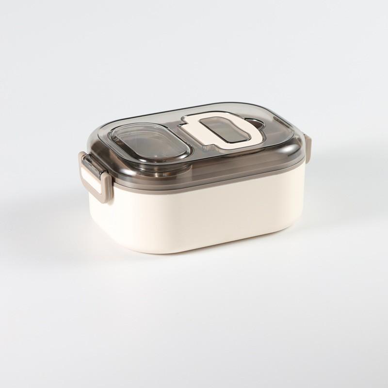 Stainless Steel Double Layer Bento Box Office Workers Students Microwave Safe Lunch Container Set Single-layer Gray 304 Stainless Inner Liner