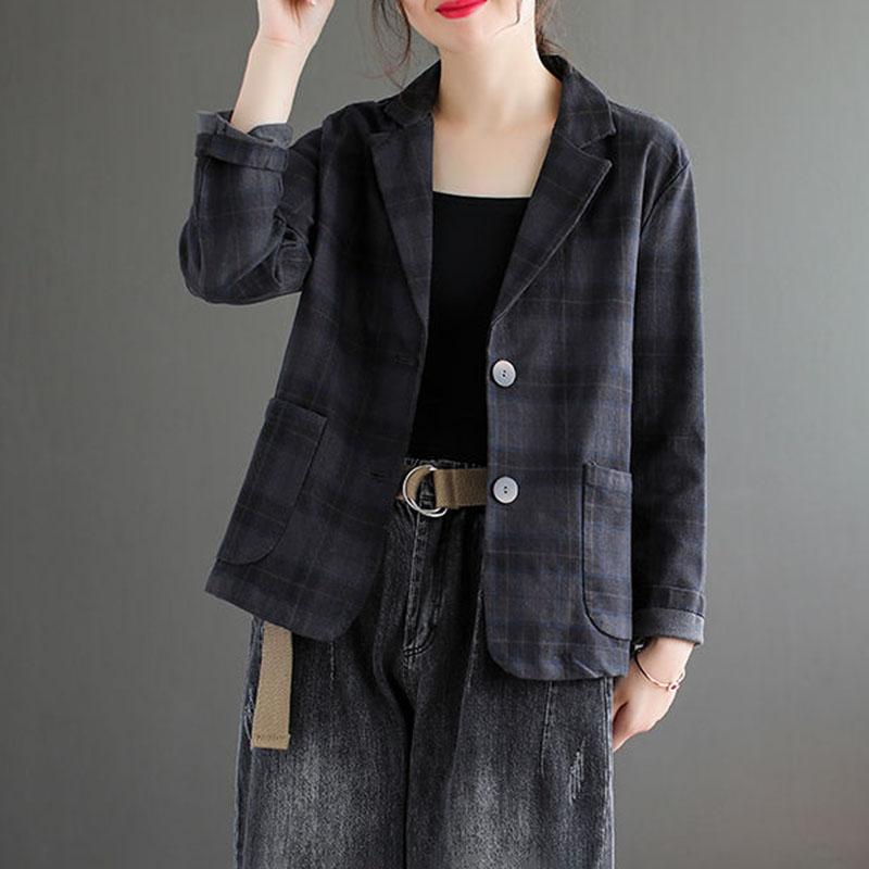 Coat Women Vintage Comfortable Lightweight Oversized Casual Blazer Cotton Linen Cardigan Jacket