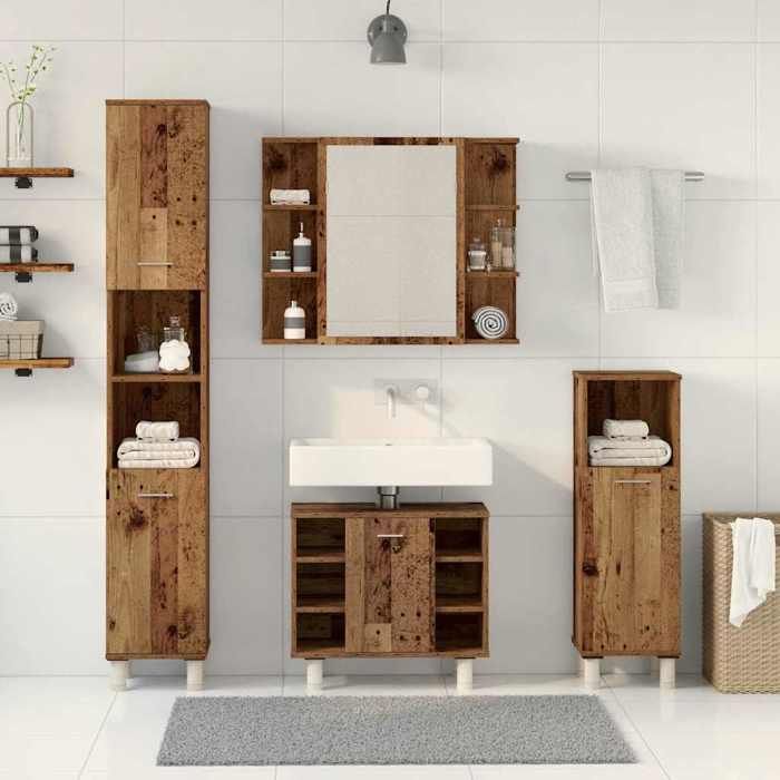 VidaXL Ensemble de meubles salle de bain 4 pcs bois d'ingénierie, armoire de salle de bain, placard de salle de bain, meuble 3328557