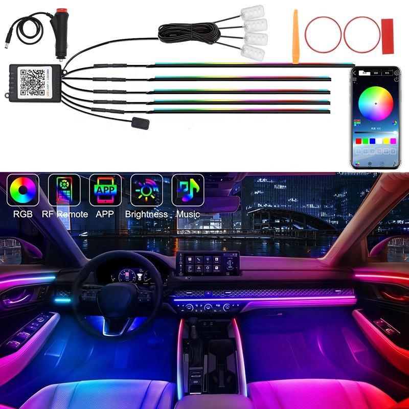 Colorful Car Interior LED Ambient Light: Flowing Acrylic Light Strip for Dashboard