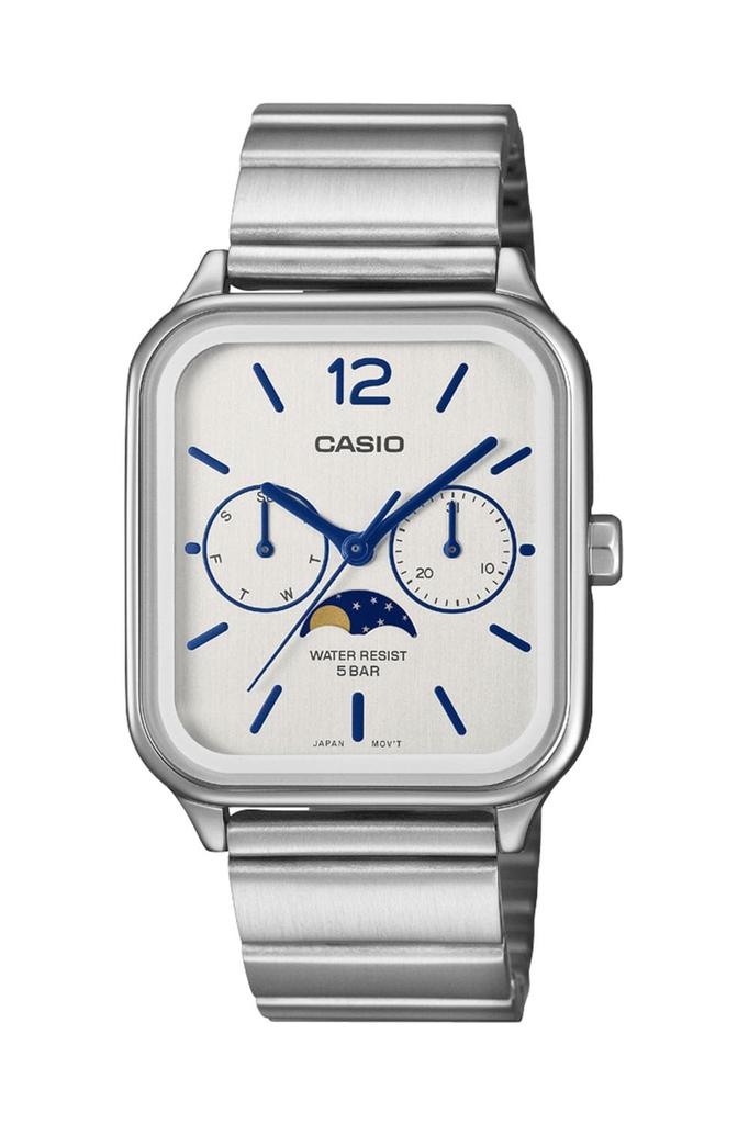 Casio Relógio de Coleção, Função Fase da Lua, MTP-M305D-7AJF, Masculino, Branco, Produto Japonês Autêntico