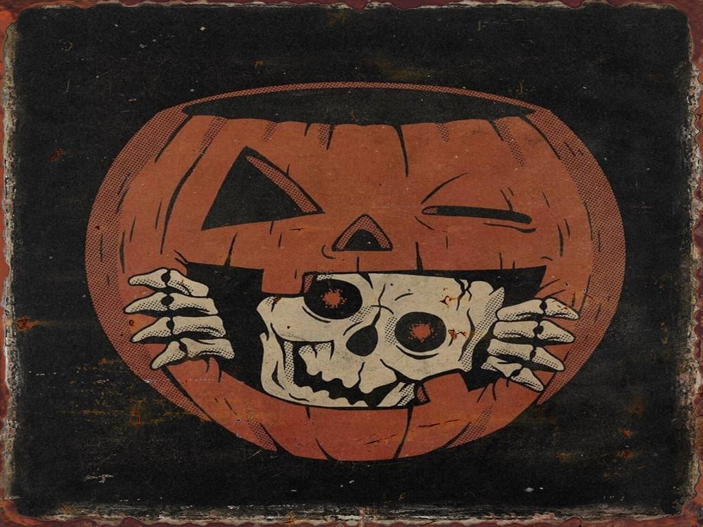 Halloween-Horror-Kürbislaternen-Metallschilder mit Hexenmuster, Wanddeko-Plaketten für Wohnzimmer, Festivaldekoration