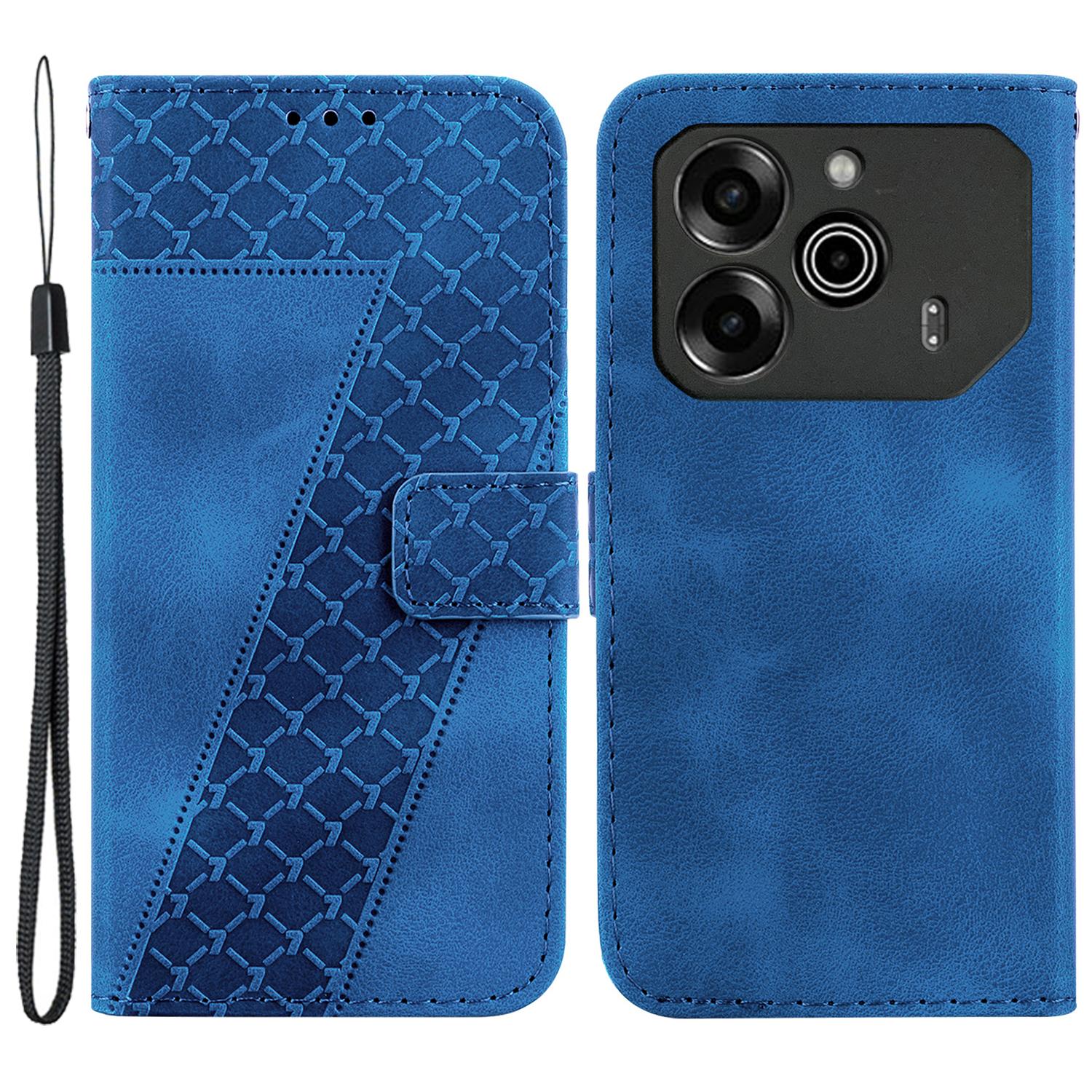 

For TECNO Pova 6 5G/6 Pro 5G Stand Case Pattern Imprint Leather Wallet Phone Cover Dark Blue