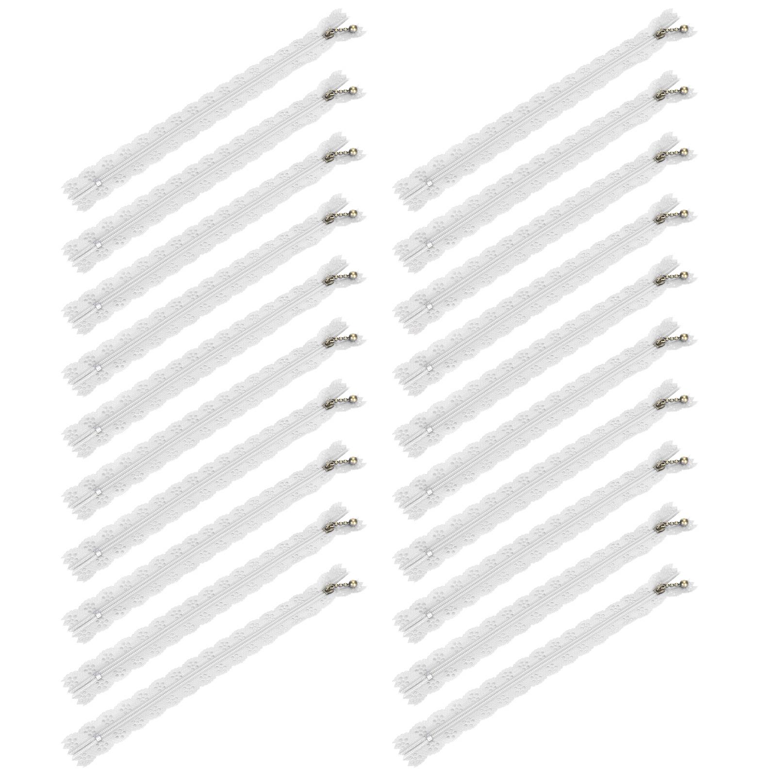 

20Pcs 20CM DIY Nylon Lace Zippers Coil Flower Zipper for Sewing Wedding Dress CraftsWhite белый
