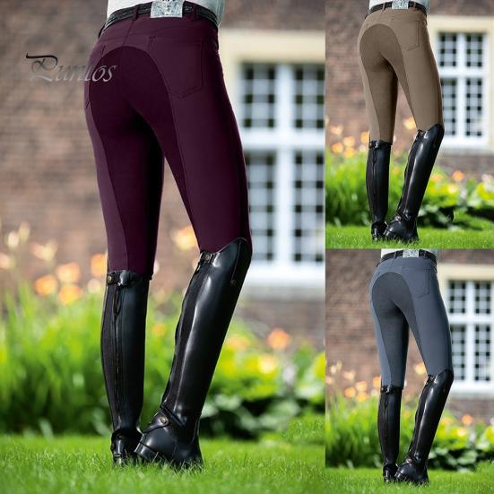 Pantaloni skinny da corsa di cavalli elasticizzati a vita alta da donna