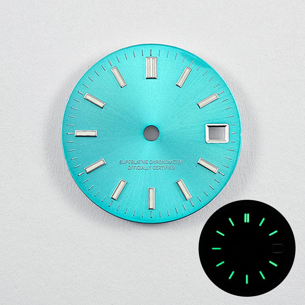 NH35 29mm No Logo Watch Dial fit NH35A NH36 Movement Sterile Window Green Luminous 3.0/3.8 o'clock crown Watch Dial Parts