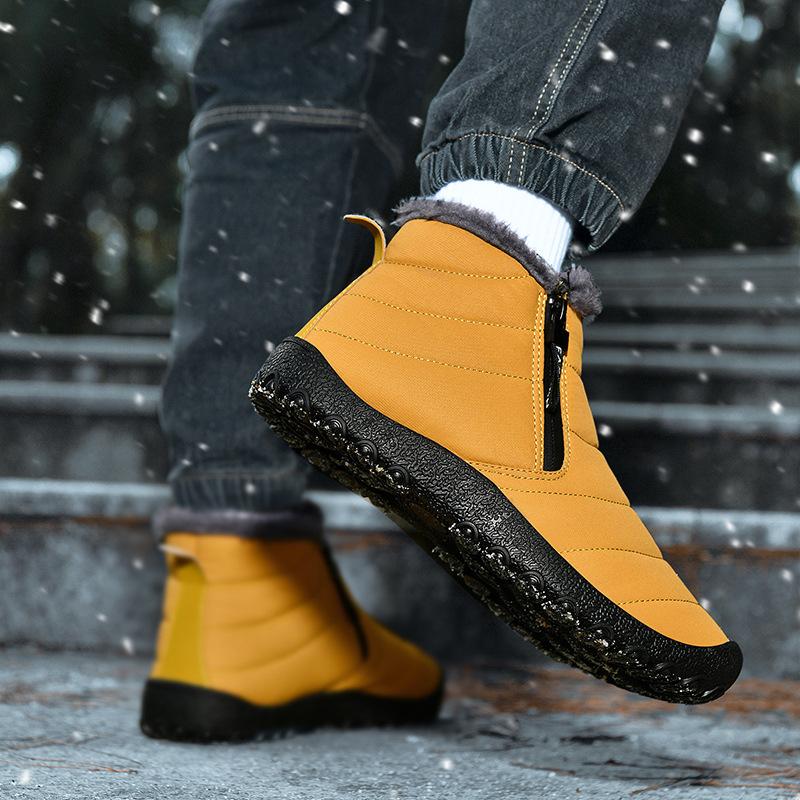 Winter large size velvet warm cotton shoes zipper snow cotton boots outdoor hiking waterproof snow boots men's shoes
