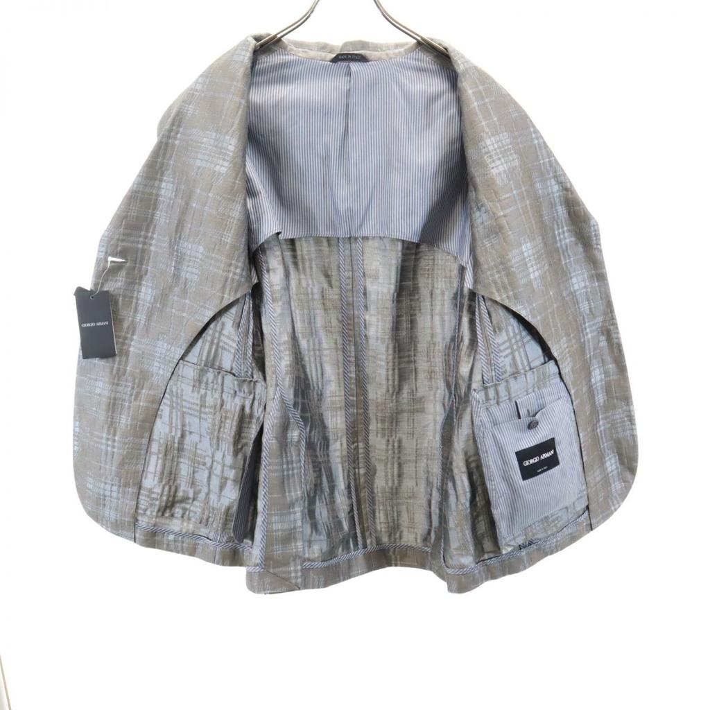 Giorgio Armani Unused Made In Italy Check Linen Blend Tailored Jacket Women Used