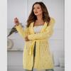 Women's Plus Size Knitted Hoodie Cardigan with Belt - Long Sleeve, 8 Color Options, 2024 Collection