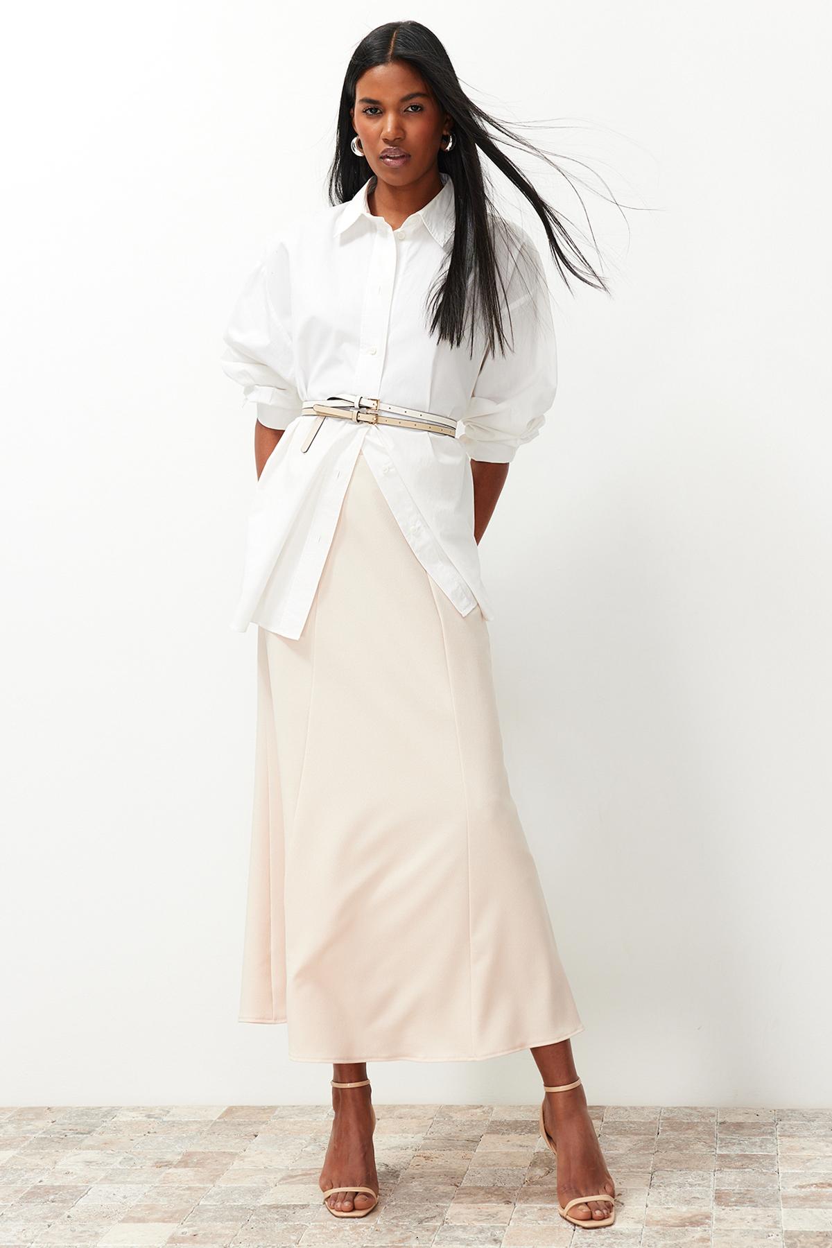 

Женская юбка в хиджабе, модная новогодняя кремовая тканая юбка из крепа «рыбка» S