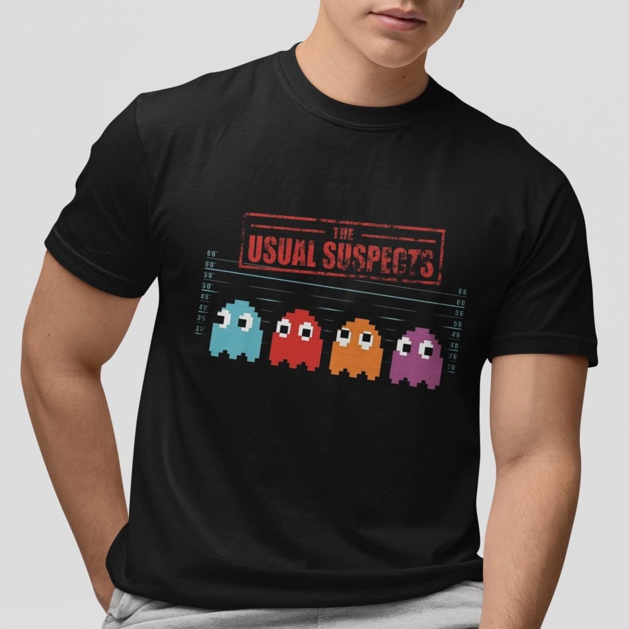 Pacman Ghosts The Usual Suspects T-Shirt Funny Retro Gamer Tee Graphic Casual XXXL