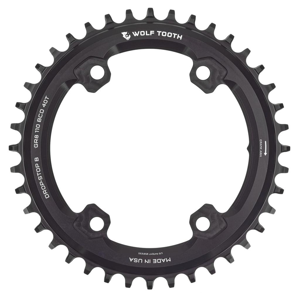 Wolf Tooth 110 BCD Aero Chainrings for GRX ST Round 52T 4-Bolt Cranks, Drop-Stop (1 Chainring)