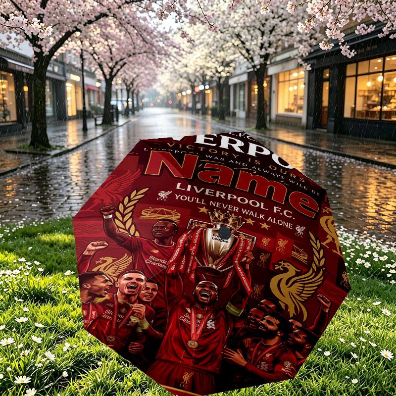 Custom Name Personalized LFC Print Umbrella, Auto Open Close, 8‑Rib Sturdy Frame, Commute Camping Hiking Use, Birthday Gift