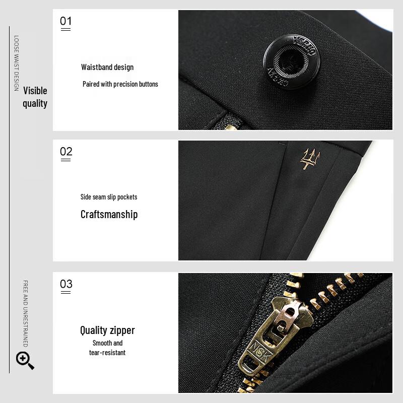 Kangbo Men's Summer Silk Blend Wrinkle-Free Business Casual Trousers