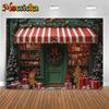 Mocsicka Christmas Shop Photo Background Winter Snow Gift House Store Decorations New Year Party Backdrops Photography Wallpaper