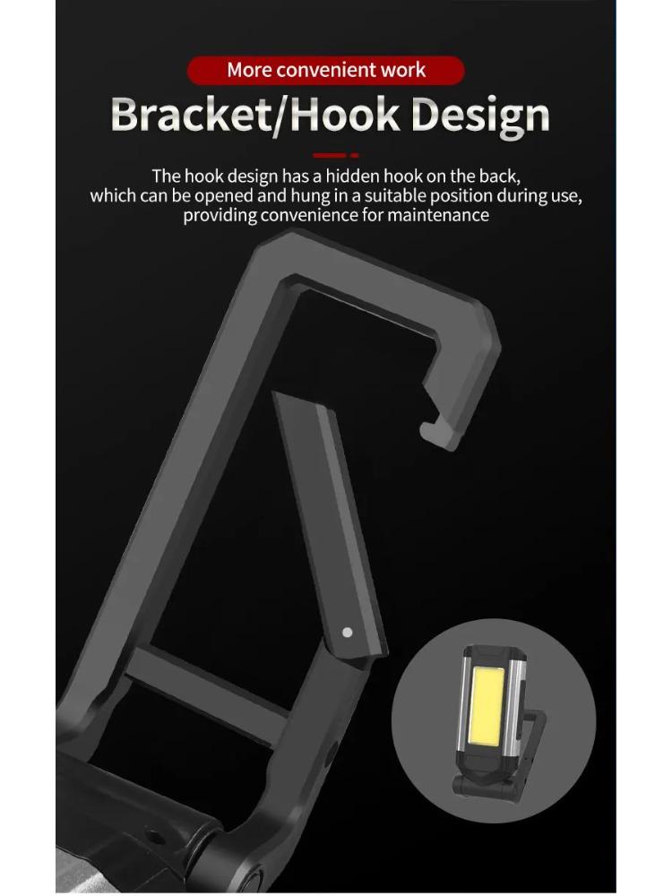 Portable COB Magnetic Work Light Rechargeable LED Flashlight Super Bright Camping Waterproof Car Repair Lamp with Brackets