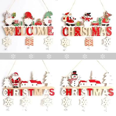 Gnome Santa Claus Wooden Hanging Ornaments 2025 Merry Christmas Decorations Home Door Xmas Tree Pendants Navidad New Year