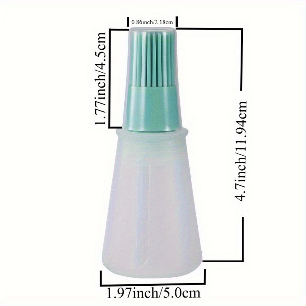 1Piece Orange/Green Portable Silicone Oil Bottle for BBQ Oil Brush, Pastry Plastic Kitchen Oil Bottle, Outdoor Baking and Grill Brush.