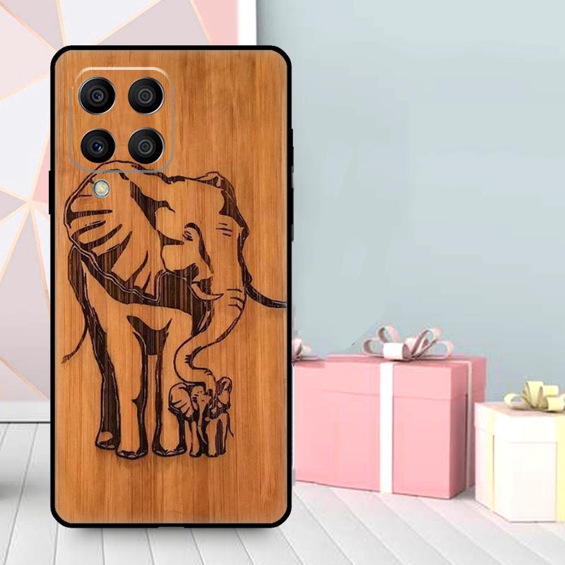 Natural Bamboo Wood Animal Print Case For Samsung Galaxy M16 M31 M21 M13 M33 M53 M15 M35 M55 M36 M56 M12 M32 M52 M14 M34 M54