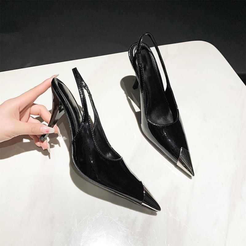 Fashion New Popular Street Style Pointed Toe Women Pumps Fashion Slingbacks Thin High Heels Elegant Stripper Prom Ladies Sandals Shoes