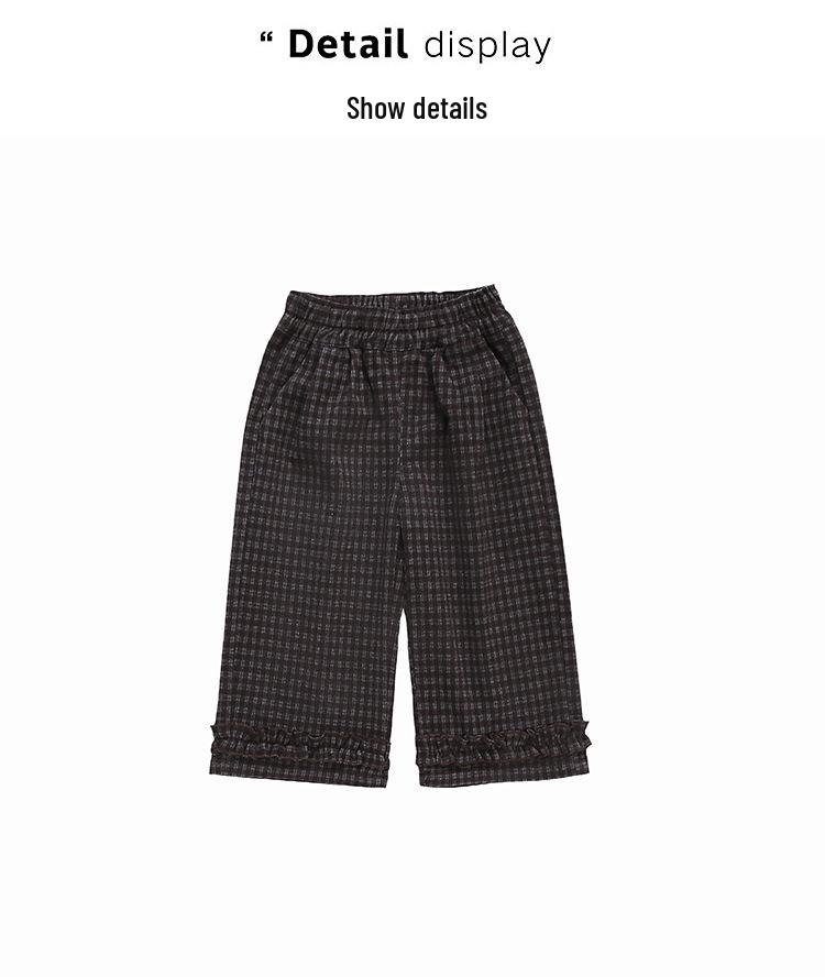 Herbst 2025 Karierte Spitzenhose mit geradem Bein für Mädchen – Stilvolle und vielseitige Freizeitkleidung