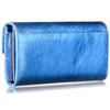 [VOICE] Align Graffiti Italian Cowhide Leather Women's Vertical Card Slot Flap Long Wallet, Gift Boxed, Blue