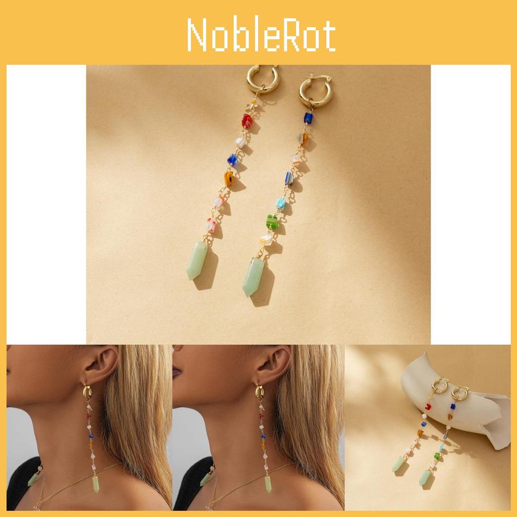 Natural Exquisite Geometric Stone Earrings With Trendy Chain Elements For Women Fashionforward