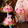 Lotus Lantern Handheld Spring Festival Flower Lantern DIY Lotus Rabbit Lamp for Hanfu Cosplay Wedding Chinese New Year Decor