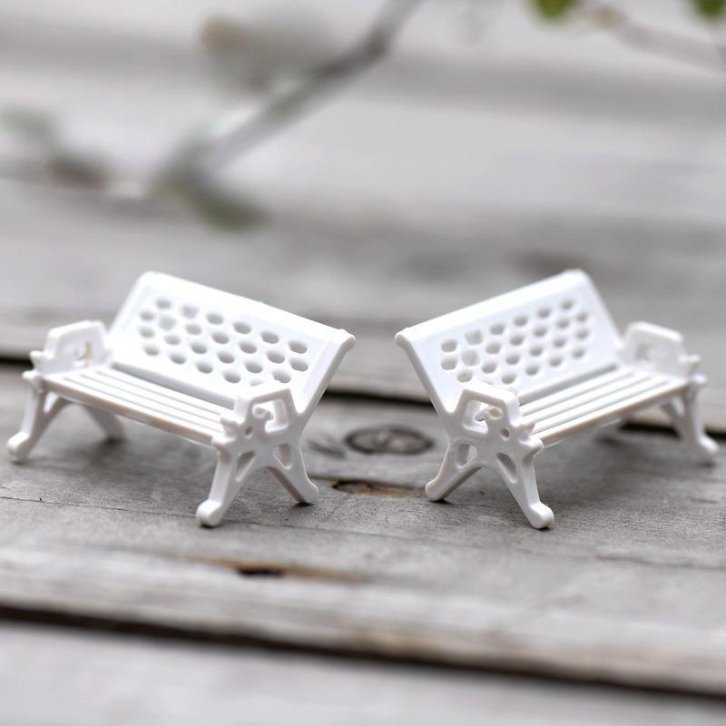 3pcs Resin Miniature Bench Stools Micro Landscapes Park Chair Figurines Crafts Succulents Bonsai  Doll House Fairy Garden Decor