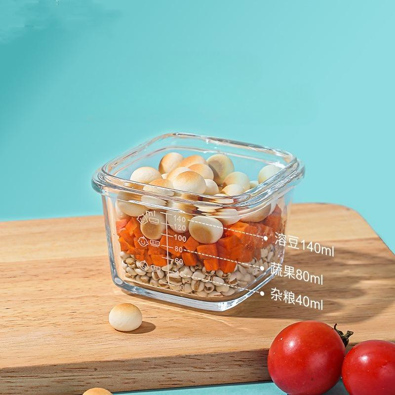 Baby's Complementary Food Bowl Glass Preservation Box Storage Steamable Egg Custard Dishes Tool for Infants Young Children