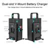 Andoer V Lock Akkuladegerät Zweikanal V-Mount Akkuladegerät Schnellladung für 14,4 V/14,8 V