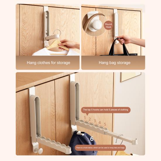 Over The Door Hanger Metal Folding Clothes Drying Rack for Laundry Bathroom Bedroom Dorm Space Saving Storage Hanger for Clothes Coats Towels