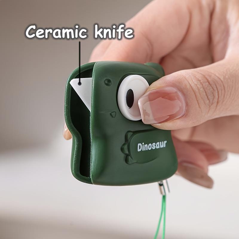 Ceramic Box Cutter with Knob, Cute Dinosaur Design, Portable & Ergonomic Package Opener, Ideal Office Tool for Box Unboxing