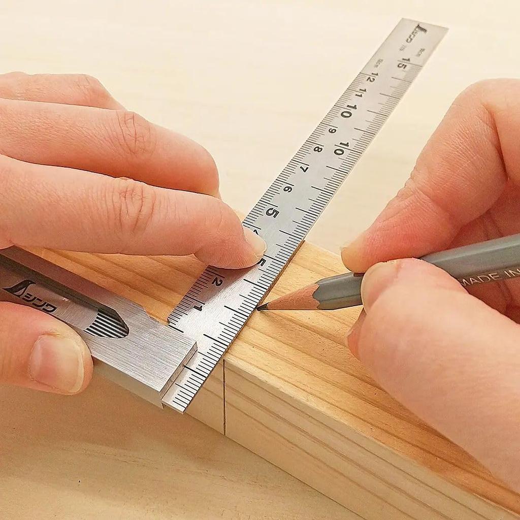 Shinwa Sokutei Perfect Cm Stainless 62009 Square, Graduations, Steel, 15cm,