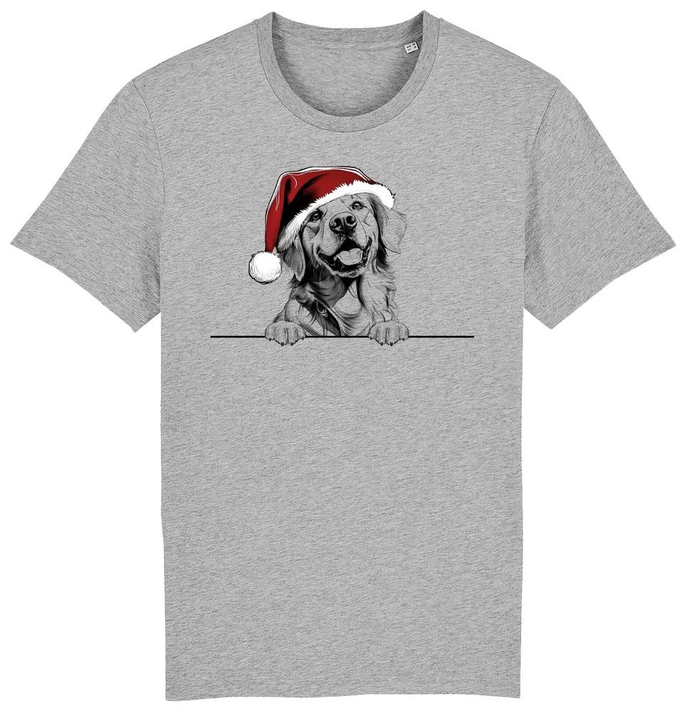 

ЗОЛОТИСТЫЙ РЕТРИВЕР Рождественская футболка с собакой Мужская Женская Детская Собаки Подарок Одежда Санта L