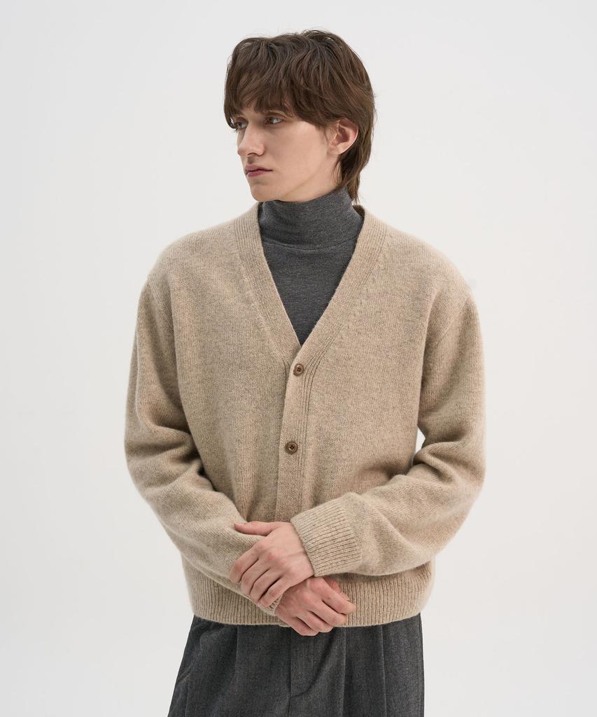 Trip Le Sens [100% Wool] Pure Light 4-Button Crop Cardigan_Hazel Beige