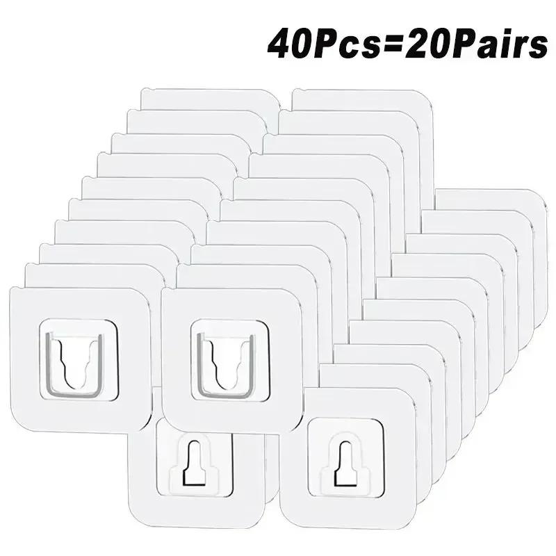 2-40PCS Self Adhesive Double-sided Hook Snap Button Multi-Purpose Hooks Strong Transparent Suction Cup Wall Holder Wall Hooks