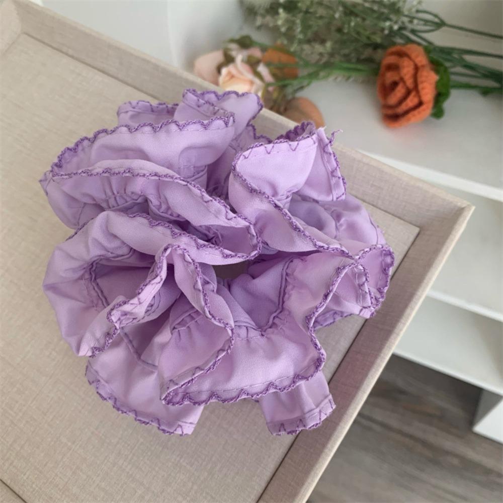 Sweet Plaid Scrunchies Multilayer Exaggerated Hair Ring Creative Large Lace Hair Tie  Lady