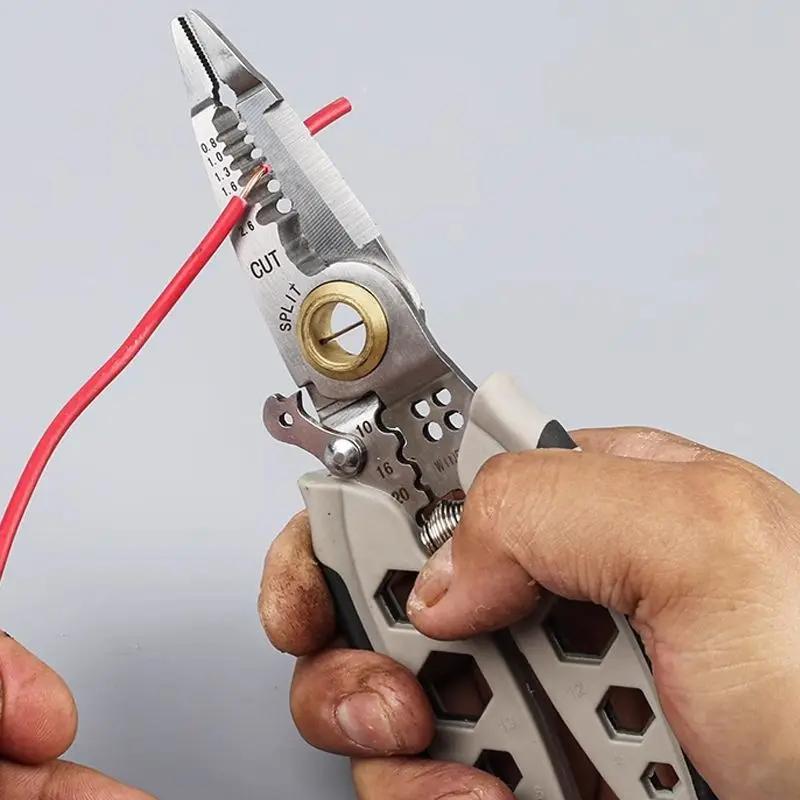7-inch Multifunctional Wire Stripping Pliers, Electrician Special Tools For Wire Cutting, Pulling, Pressing, Winding Screwing