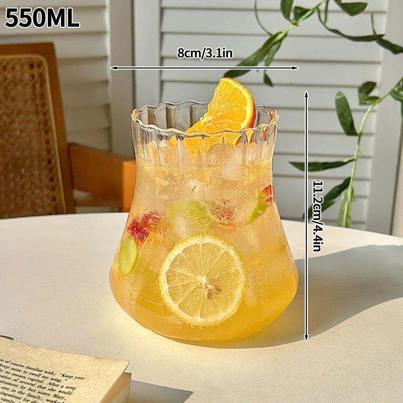 Glass Cup 500ML Heat-resistant Tumbler Drinkware Transparent Tea Juice Milk Coffee Mug Home Water Glasses Stripe Mug Gifts