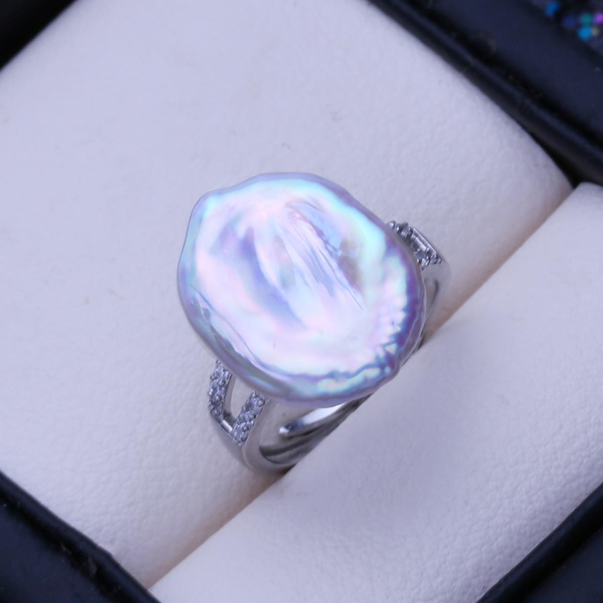 

Кольца FENASY с большим барочным натуральным пресноводным жемчугом для женщин, модное женское кольцо с кубическим цирконием, кольцо с большим жемчугом, подарок Resizable